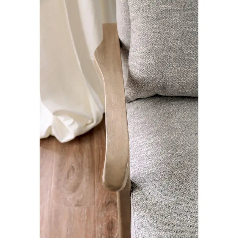 Fauteuil d'appoint contemporain en tissu gris avec coussin par