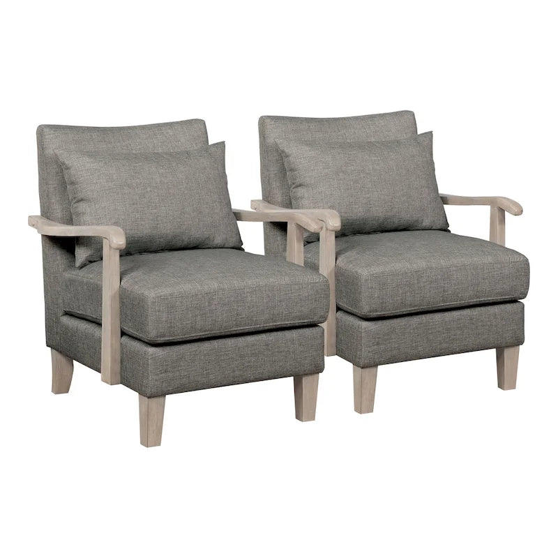 Fauteuil d'appoint contemporain en tissu gris avec coussin par