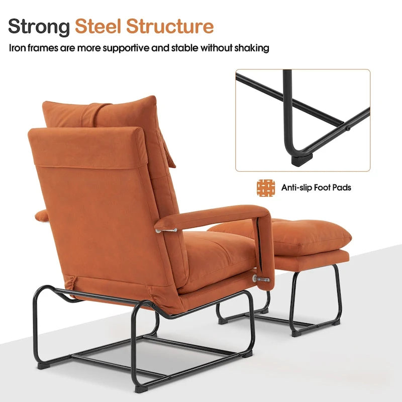 Fauteuil inclinable d'appoint avec Ottomane, Fauteuils avec Dossier réglable Chambre à coucher