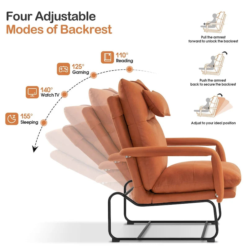 Fauteuil inclinable d'appoint avec Ottomane, Fauteuils avec Dossier réglable Chambre à coucher