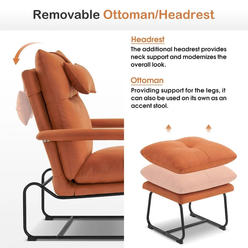 Fauteuil inclinable d'appoint avec Ottomane, Fauteuils avec Dossier réglable Chambre à coucher