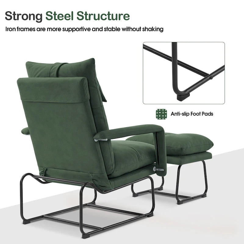 Fauteuil inclinable d'appoint avec Ottomane, Fauteuils avec Dossier réglable Chambre à coucher