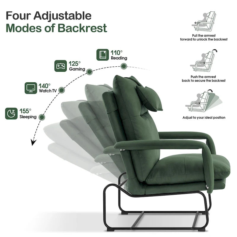 Fauteuil inclinable d'appoint avec Ottomane, Fauteuils avec Dossier réglable Chambre à coucher