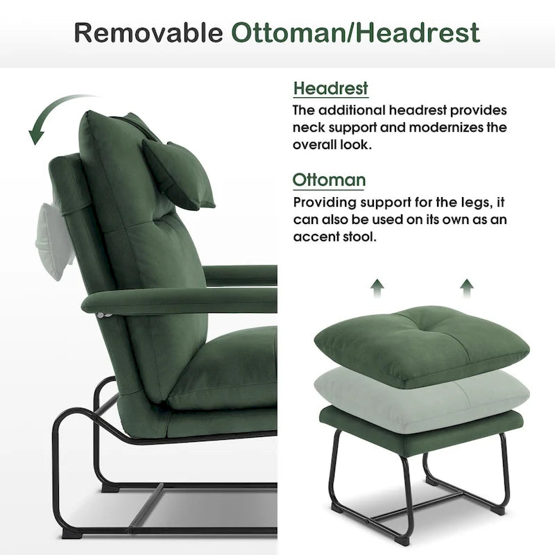 Fauteuil inclinable d'appoint avec Ottomane, Fauteuils avec Dossier réglable Chambre à coucher