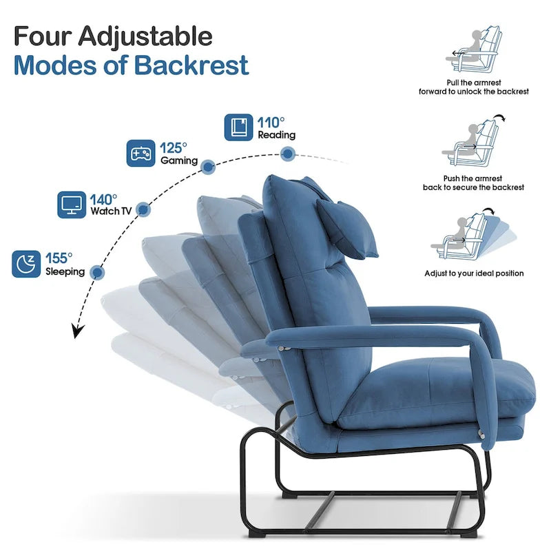 Fauteuil inclinable d'appoint avec Ottomane, Fauteuils avec Dossier réglable Chambre à coucher
