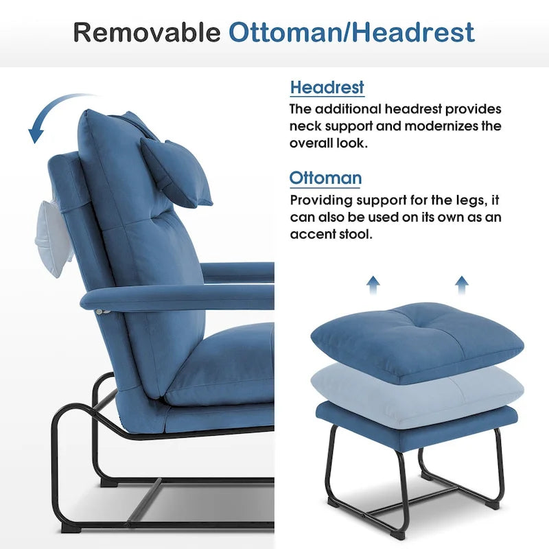 Fauteuil inclinable d'appoint avec Ottomane, Fauteuils avec Dossier réglable Chambre à coucher