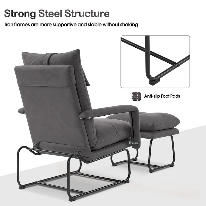 Fauteuil inclinable d'appoint avec Ottomane, Fauteuils avec Dossier réglable Chambre à coucher
