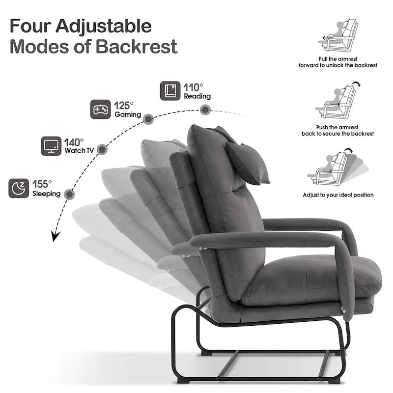 Fauteuil inclinable d'appoint avec Ottomane, Fauteuils avec Dossier réglable Chambre à coucher