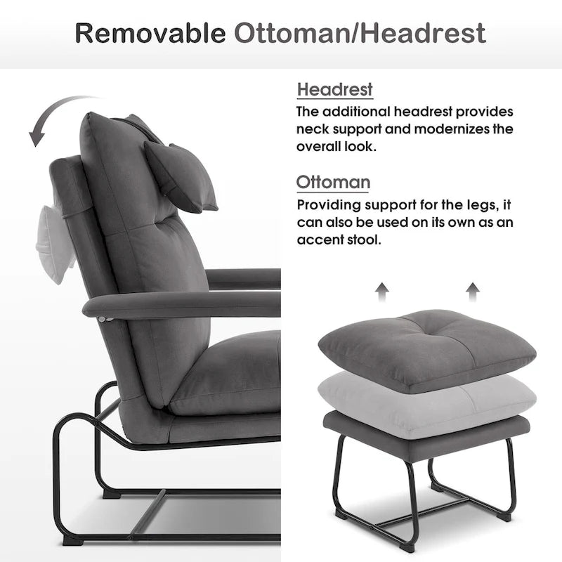 Fauteuil inclinable d'appoint avec Ottomane, Fauteuils avec Dossier réglable Chambre à coucher