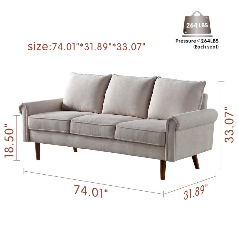 Canapé rembourré de style Mid-century