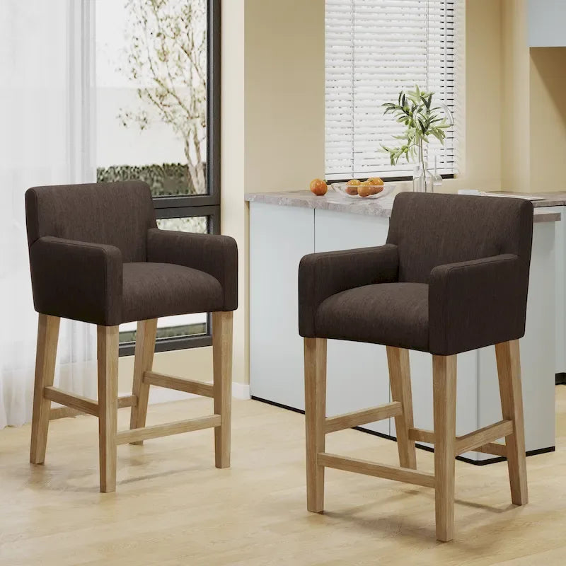 Tabourets de comptoir en bois rembourrés en tissu