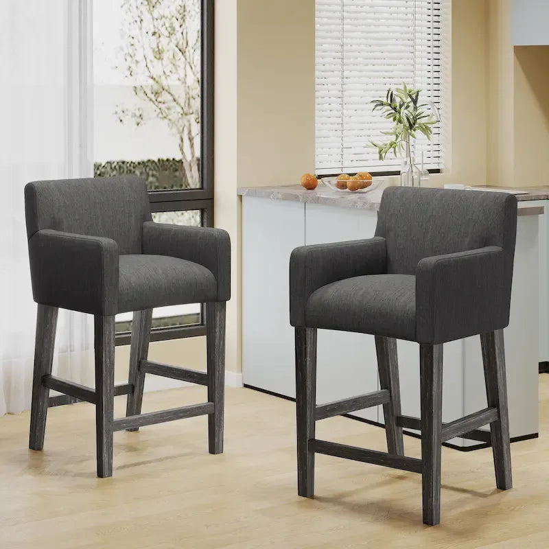 Tabourets de comptoir en bois rembourrés en tissu