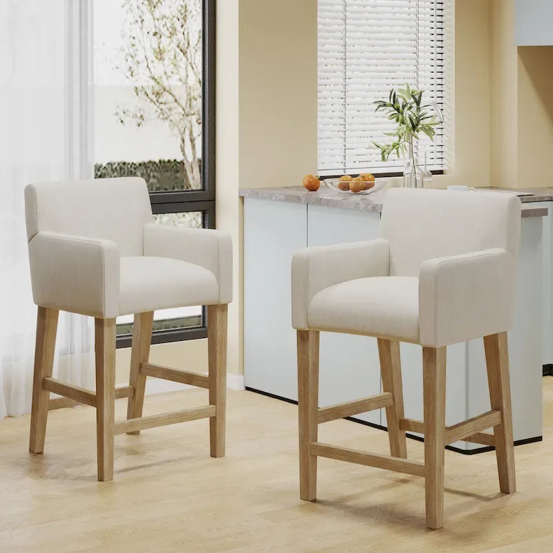 Tabourets de comptoir en bois rembourrés en tissu