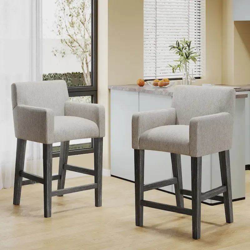 Tabourets de comptoir en bois rembourrés en tissu