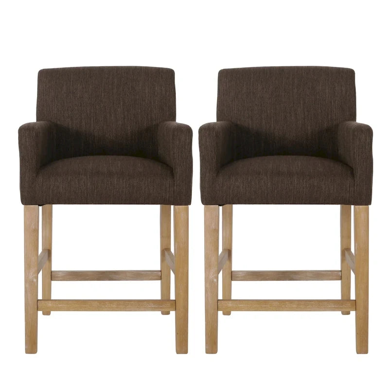 Tabourets de comptoir en bois rembourrés en tissu