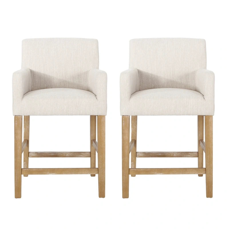 Tabourets de comptoir en bois rembourrés en tissu