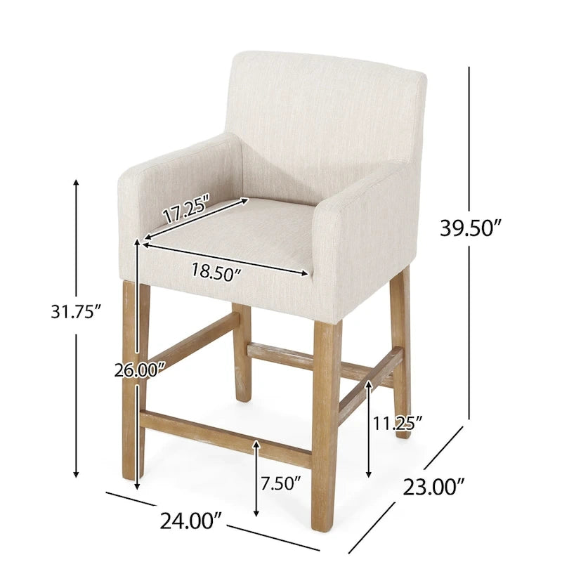 Tabourets de comptoir en bois rembourrés en tissu