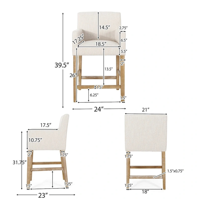 Tabourets de comptoir en bois rembourrés en tissu