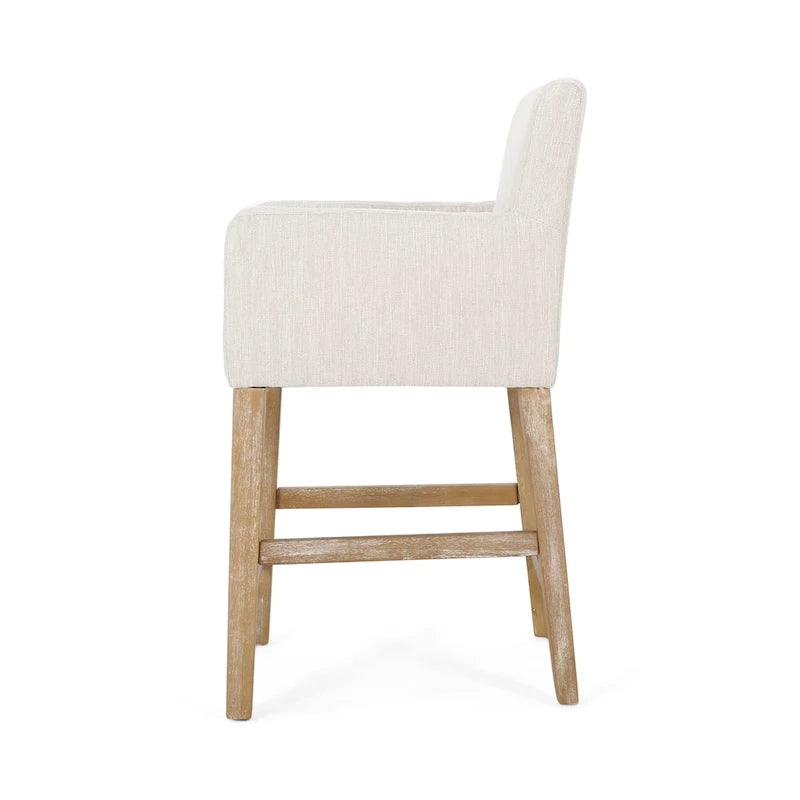 Tabourets de comptoir en bois rembourrés en tissu