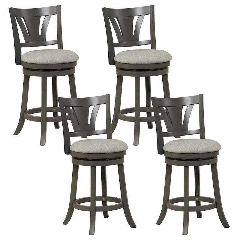 Tabouret de bar pivotant en bois d'hévéa hauteur comptoir