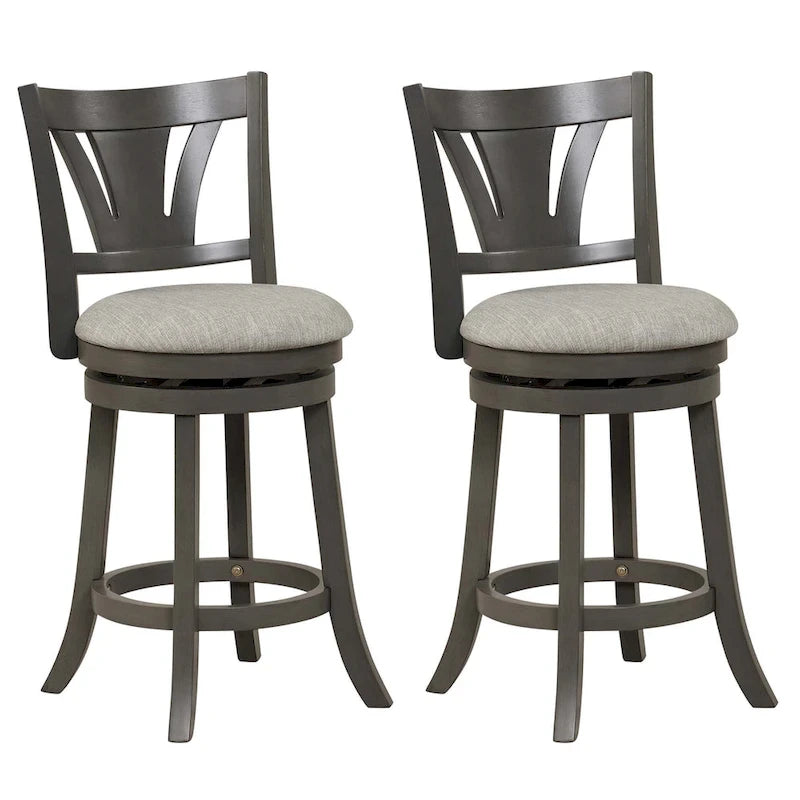 Tabouret de bar pivotant en bois d'hévéa hauteur comptoir