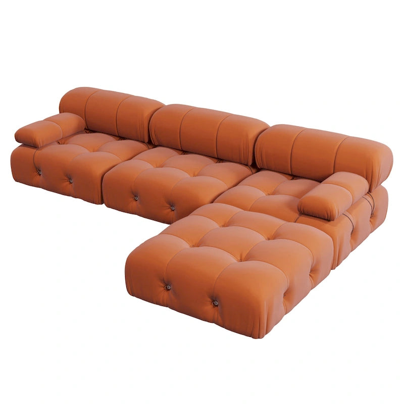 Canapé modulable réversible en velours avec ottomane