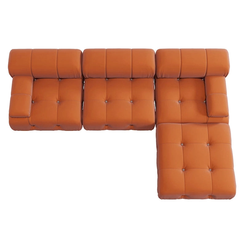 Canapé modulable réversible en velours avec ottomane