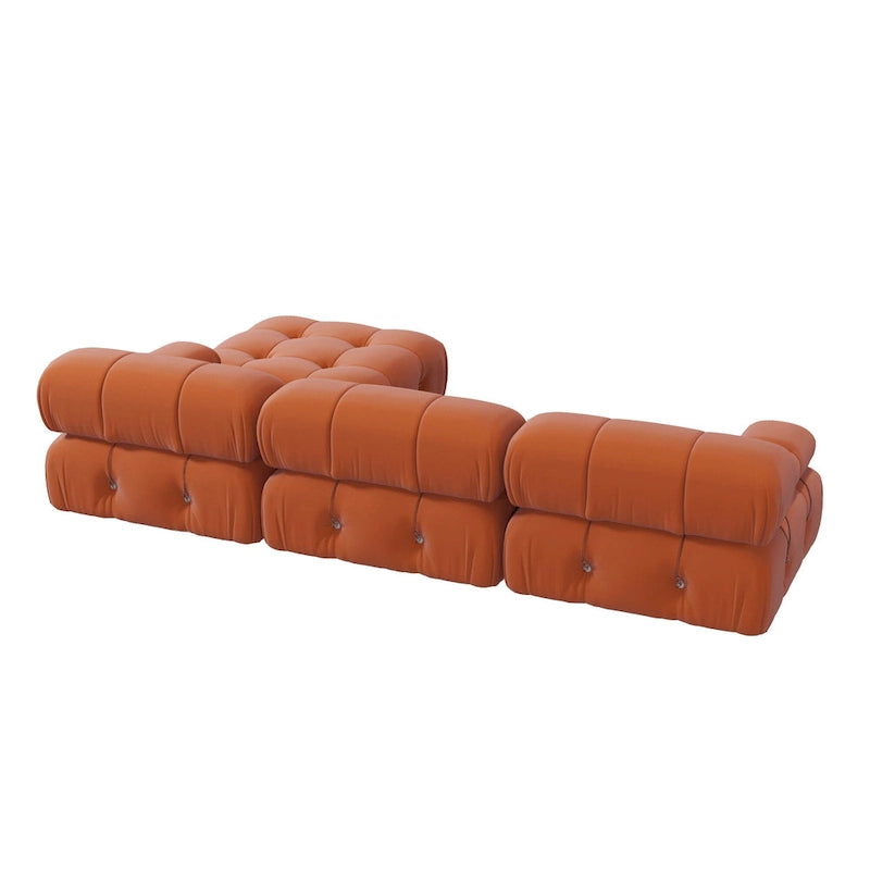 Canapé modulable réversible en velours avec ottomane