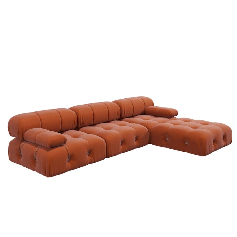 Canapé modulable réversible en velours avec ottomane