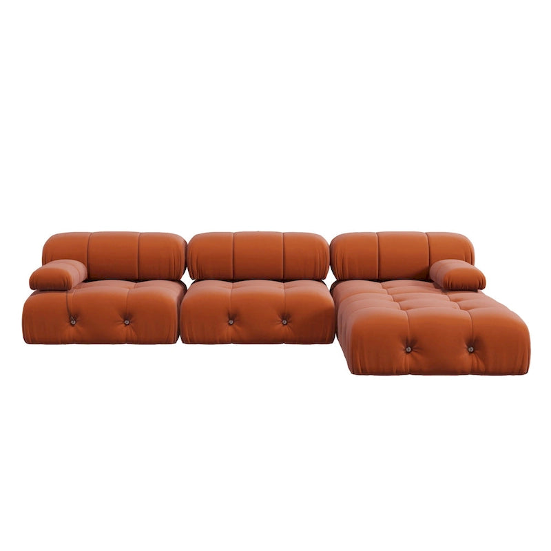 Canapé modulable réversible en velours avec ottomane