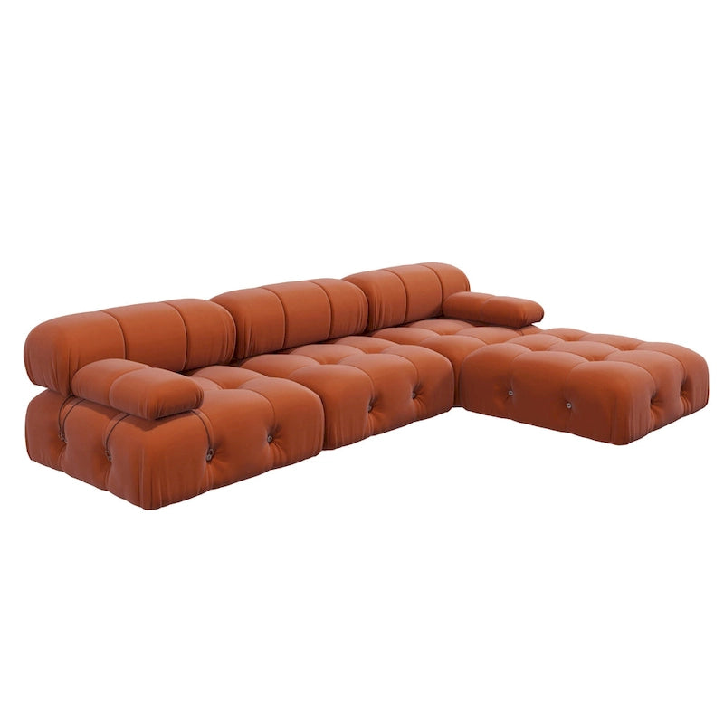 Canapé modulable réversible en velours avec ottomane