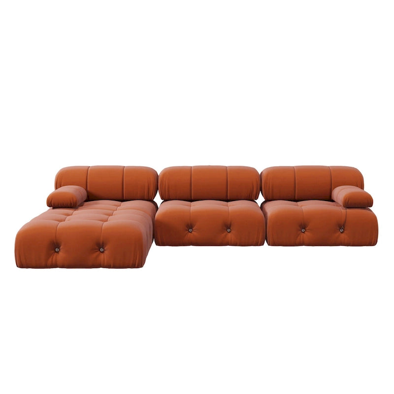 Canapé modulable réversible en velours avec ottomane