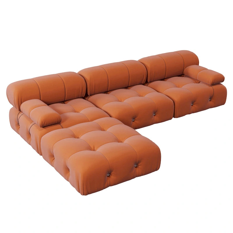 Canapé modulable réversible en velours avec ottomane
