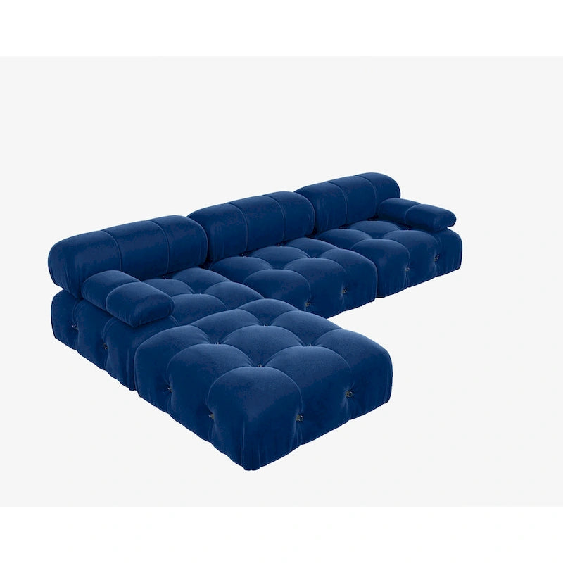 Canapé modulable réversible en velours avec ottomane