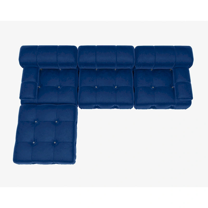 Canapé modulable réversible en velours avec ottomane