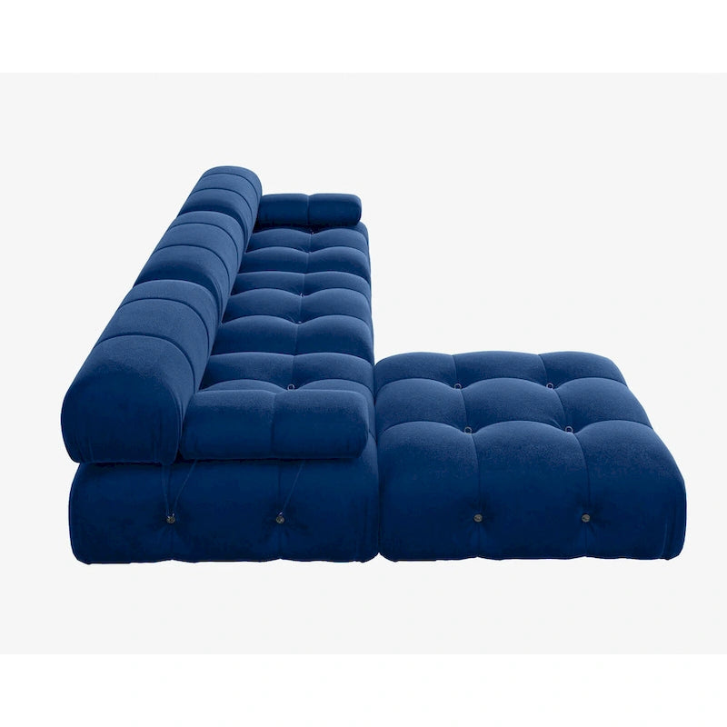 Canapé modulable réversible en velours avec ottomane