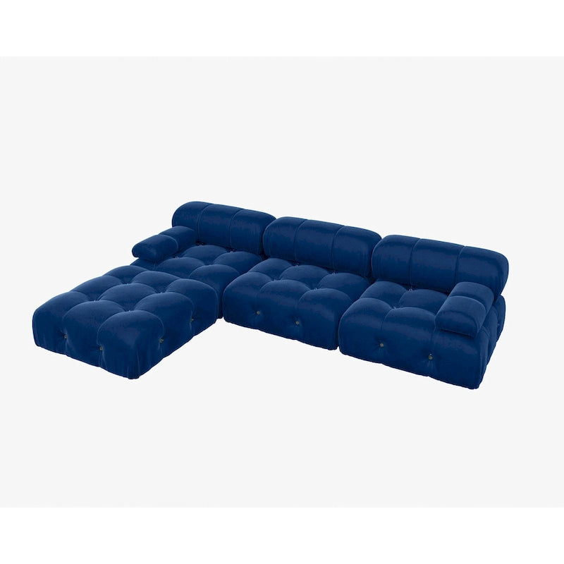 Canapé modulable réversible en velours avec ottomane