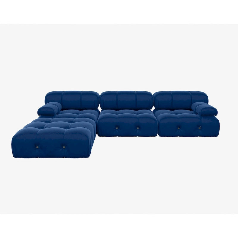 Canapé modulable réversible en velours avec ottomane