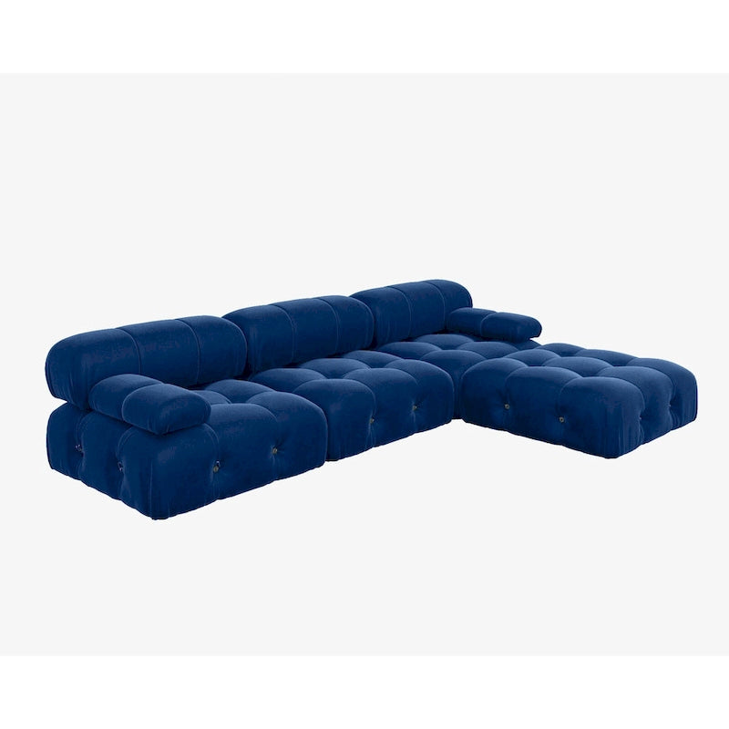 Canapé modulable réversible en velours avec ottomane