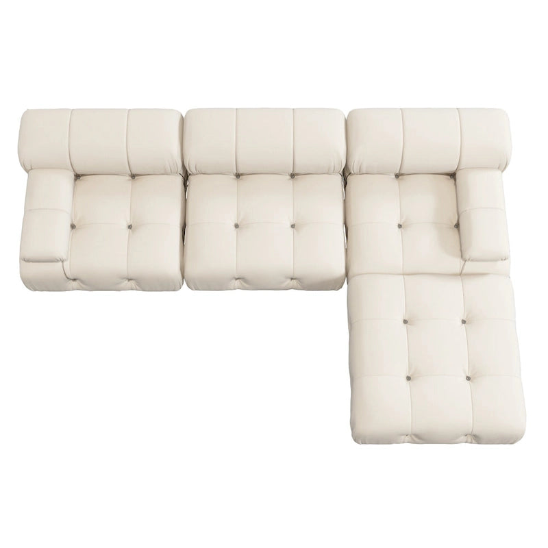 Canapé modulable réversible en velours avec ottomane