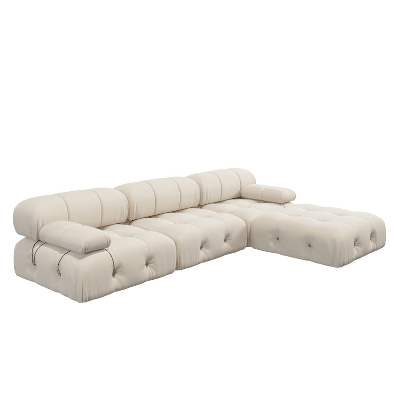 Canapé modulable réversible en velours avec ottomane