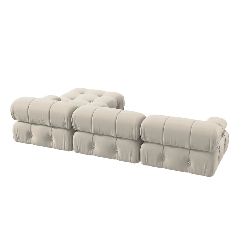 Canapé modulable réversible en velours avec ottomane