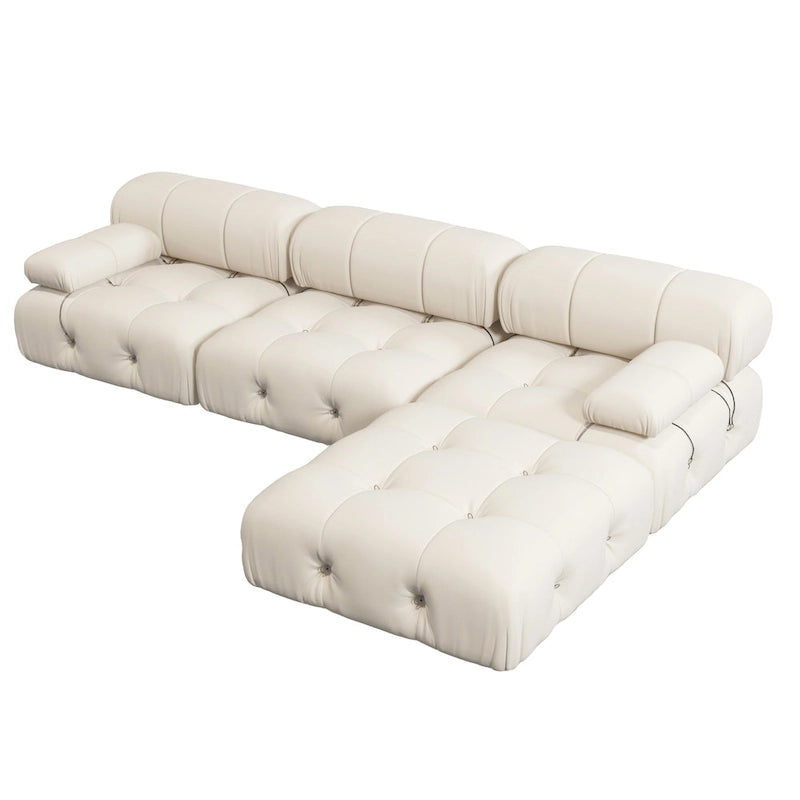 Canapé modulable réversible en velours avec ottomane