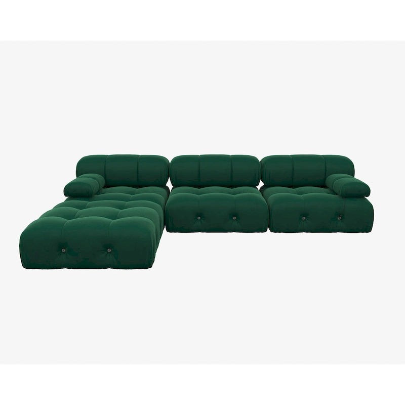 Canapé modulable réversible en velours avec ottomane