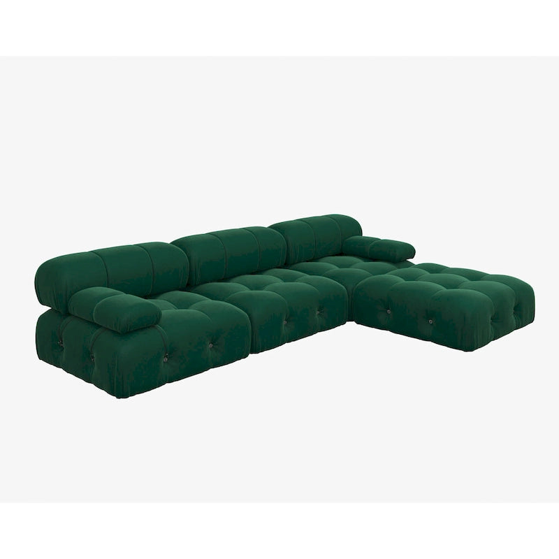 Canapé modulable réversible en velours avec ottomane