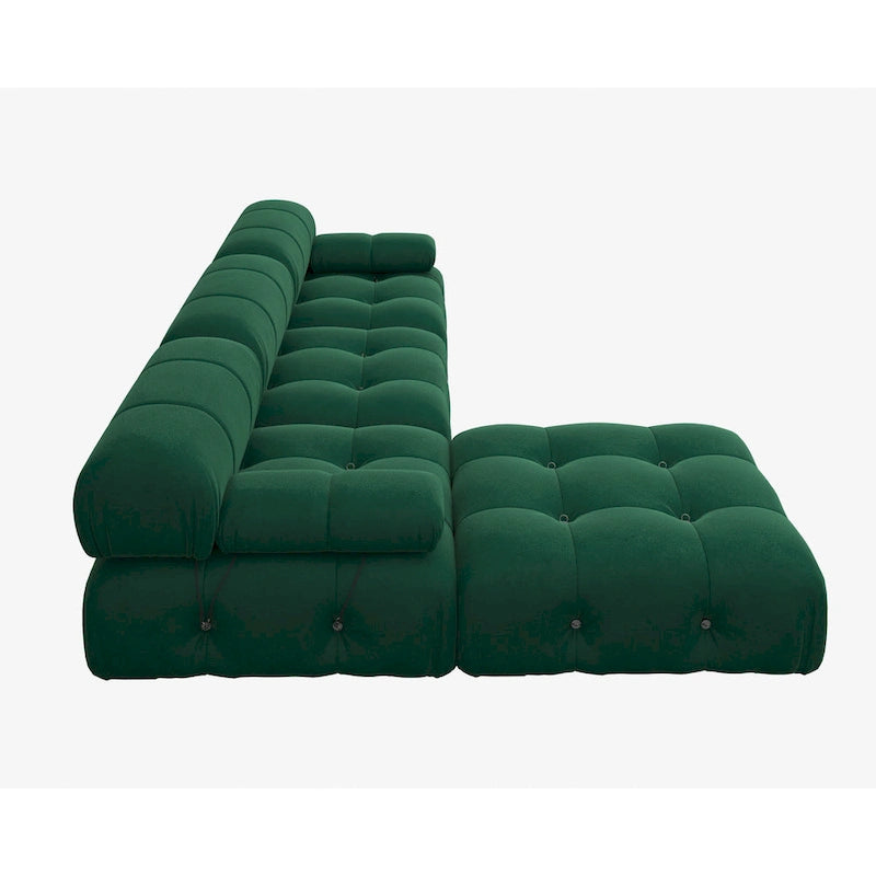 Canapé modulable réversible en velours avec ottomane