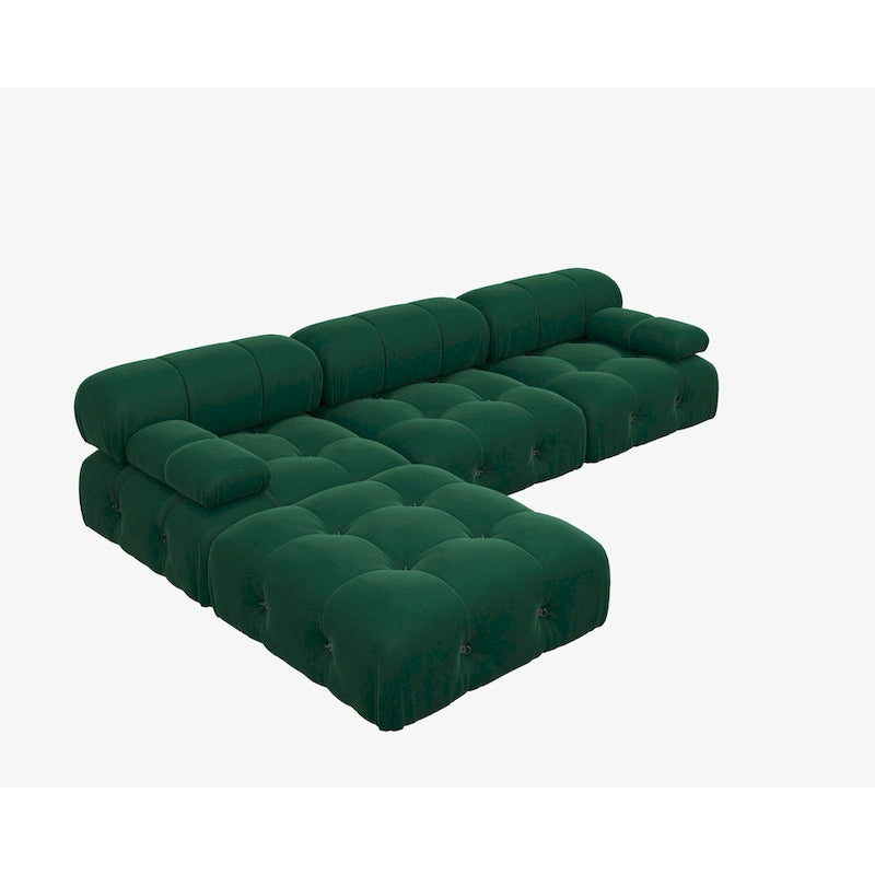 Canapé modulable réversible en velours avec ottomane