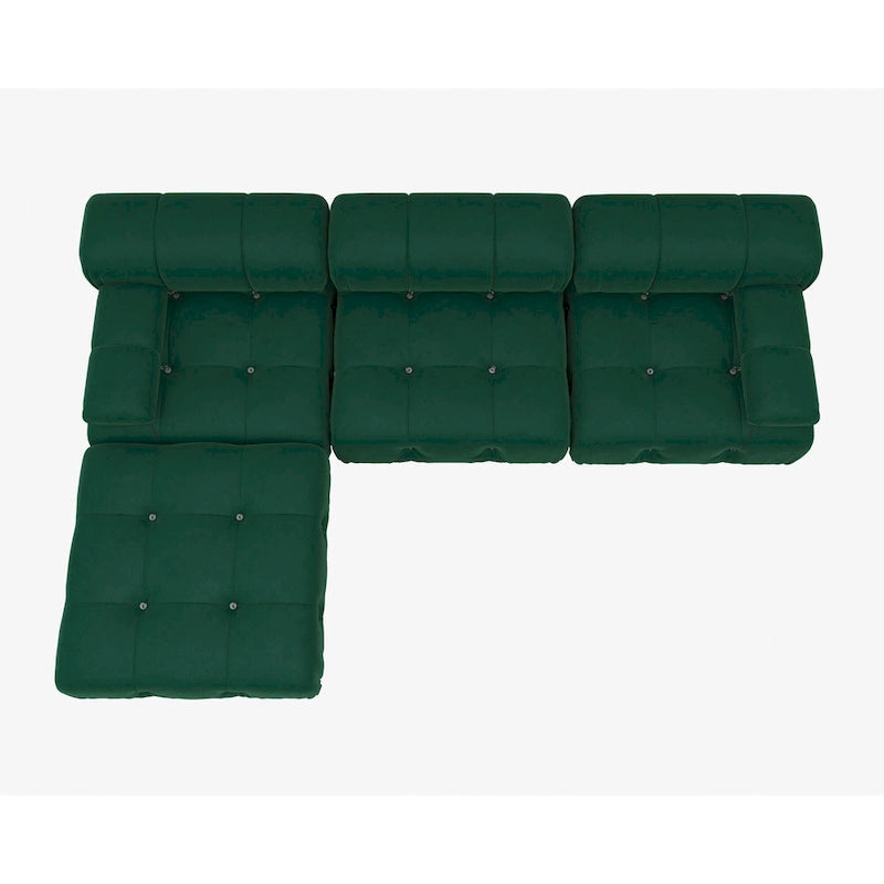 Canapé modulable réversible en velours avec ottomane