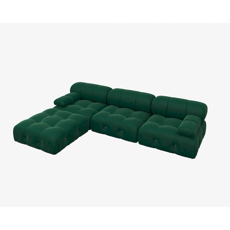 Canapé modulable réversible en velours avec ottomane