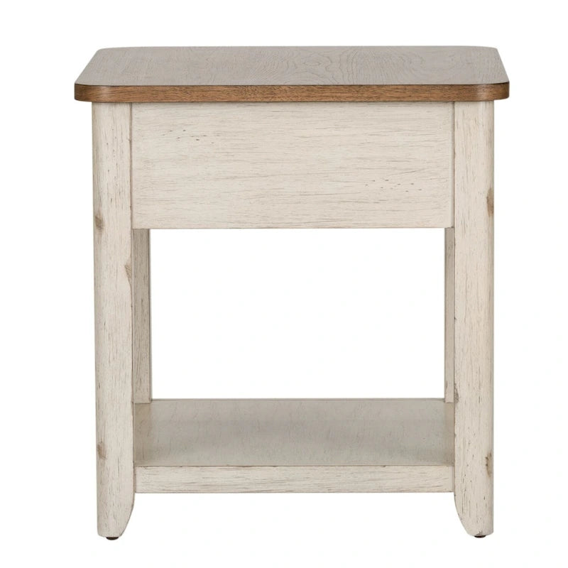 Table d'appoint antique blanc cassé réinventée avec panier